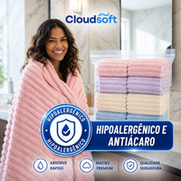 CloudSoft™ – Toalha Premium Algodão Turco | Kit 10 Banhão + 10 Rosto (BRINDE)