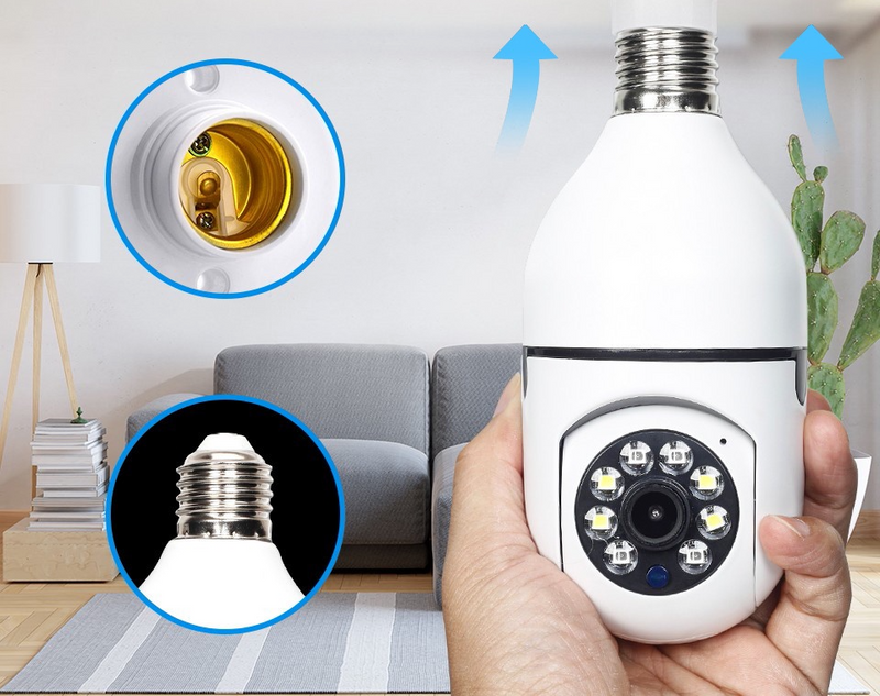 Câmera Espiã Wi-Fi Lâmpada 360° Visão Noturna Proteção Inteligente Residencial